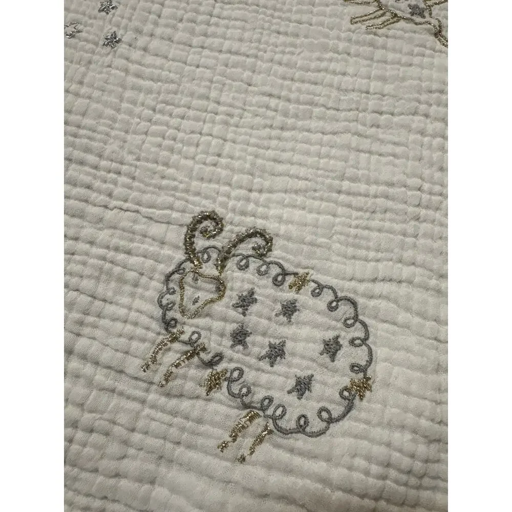 Pottery Barn Kids Metallic Zodiac Muslin Baby Blanket Cotton Astrology‎ Signs